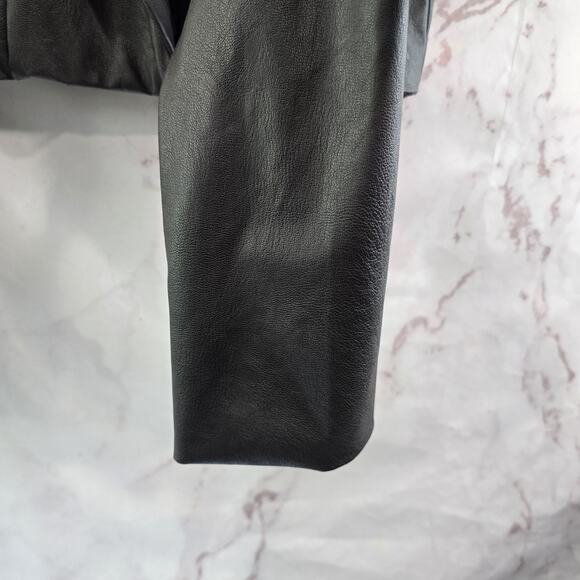 Naked Wardrobe Jacket Womens Small Black Blazer Faux Vegan Leather Moto Crop - Picture 5 of 12